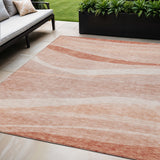 5' X 8' Salmon And Pink Abstract Washable Indoor Outdoor Area Rug