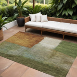8' X 10' Green Copper And Beige Abstract Washable Indoor Outdoor Area Rug