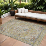 8' X 10' Wheat Terra Cotta And Black Oriental Washable Indoor Outdoor Area Rug