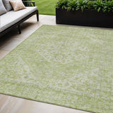5' X 8' Sage And Ivory Oriental Washable Indoor Outdoor Area Rug