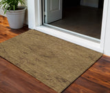 3' X 5' Brown And Tan Floral Washable Indoor Outdoor Area Rug