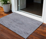 3' X 5' Blue And Gray Floral Washable Indoor Outdoor Area Rug