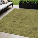 5' X 8' Olive Green And Brown Floral Washable Indoor Outdoor Area Rug