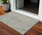 3' X 5' Pewter And Beige Floral Washable Indoor Outdoor Area Rug