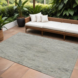 8' X 10' Pewter And Beige Floral Washable Indoor Outdoor Area Rug