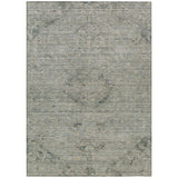 3' X 5' Sage And Beige Floral Washable Indoor Outdoor Area Rug