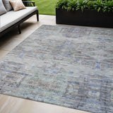 5' X 8' Taupe Blue And Green Abstract Washable Indoor Outdoor Area Rug