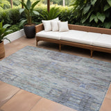 8' X 10' Taupe Blue And Green Abstract Washable Indoor Outdoor Area Rug