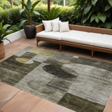 8' X 10' Taupe Gray And Charcoal Geometric Washable Indoor Outdoor Area Rug