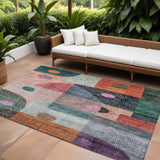8' X 10' Orange Purple And Green Geometric Washable Indoor Outdoor Area Rug
