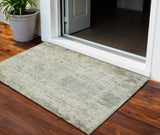 3' X 5' Sage Charcoal And Ivory Abstract Washable Indoor Outdoor Area Rug