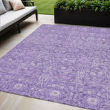 5' X 8' Plum And Lavender Floral Washable Indoor Outdoor Area Rug