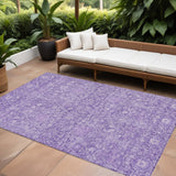 8' X 10' Plum And Lavender Floral Washable Indoor Outdoor Area Rug