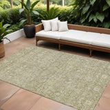 8' X 10' Taupe And Beige Floral Washable Indoor Outdoor Area Rug