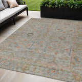 5' X 8' Taupe Terra Cotta And Tan Floral Washable Indoor Outdoor Area Rug