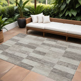 8' X 10' Beige And Gray Geometric Washable Indoor Outdoor Area Rug