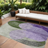 8' X 10' Lavender Purple And Green Geometric Washable Indoor Outdoor Area Rug