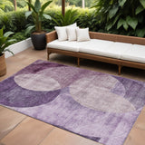 8' X 10' Purple And Lavender Geometric Washable Indoor Outdoor Area Rug