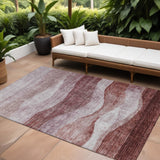 8' X 10' Blush And Brown Abstract Washable Indoor Outdoor Area Rug