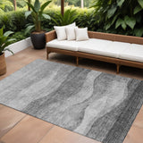 8' X 10' Gray And Charcoal Abstract Washable Indoor Outdoor Area Rug