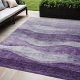 5' X 8' Lavender And Purple Abstract Washable Indoor Outdoor Area Rug