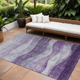 8' X 10' Lavender And Purple Abstract Washable Indoor Outdoor Area Rug