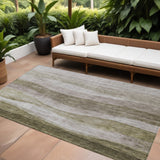 8' X 10' Taupe And Beige Abstract Washable Indoor Outdoor Area Rug