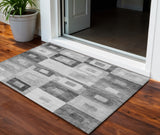 3' X 5' Gray And Charcoal Geometric Washable Indoor Outdoor Area Rug