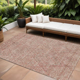 8' X 10' Pink And Brown Moroccan Washable Indoor Outdoor Area Rug