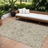 8' X 10' Beige Blue And Brown Moroccan Washable Indoor Outdoor Area Rug