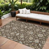 8' X 10' Chocolate Ivory And Gray Moroccan Washable Indoor Outdoor Area Rug