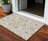 3' X 5' Ivory Brown And Gray Moroccan Washable Indoor Outdoor Area Rug