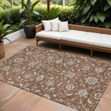 8' X 10' Brown Ivory And Gray Moroccan Washable Indoor Outdoor Area Rug