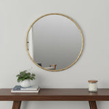24" Antiqued Brass Iron Round Framed Accent Mirror