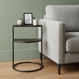 19" Espresso and Black Solid Wood and Metal Tray Table