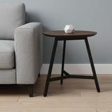 23" Espresso and Black Solid Wood and Metal Tray Table