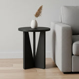 18" Black Solid Wood and Wood Tray Table