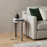 21" Silver Distressed Aluminum Round End Table
