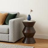 18" Dark Brown Solid Wood Round Block End Table
