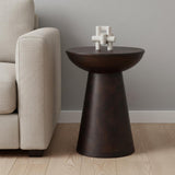 21" Redwood Solid Wood Round Pedestal End Table
