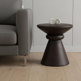 18" Dark Brown Solid Wood Round Pedestal End Table