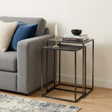 Set of Two Black Iron Nested Tables