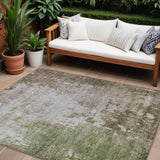 8' X 10' Brown And Green Abstract Washable Indoor Outdoor Area Rug
