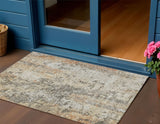 3' X 5' Terra Cotta Beige And Dark Gray Abstract Washable Indoor Outdoor Area Rug