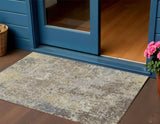 3' X 5' Beige And Brown Abstract Washable Indoor Outdoor Area Rug