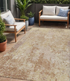 5' X 8' Copper And Beige Abstract Washable Indoor Outdoor Area Rug