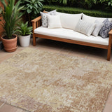 8' X 10' Copper And Beige Abstract Washable Indoor Outdoor Area Rug