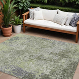 8' X 10' Green And Gray Abstract Washable Indoor Outdoor Area Rug