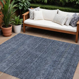8' X 10' Navy Blue And Ivory Geometric Washable Indoor Outdoor Area Rug