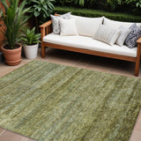 8' X 10' Olive Green And Brown Striped Washable Indoor Outdoor Area Rug